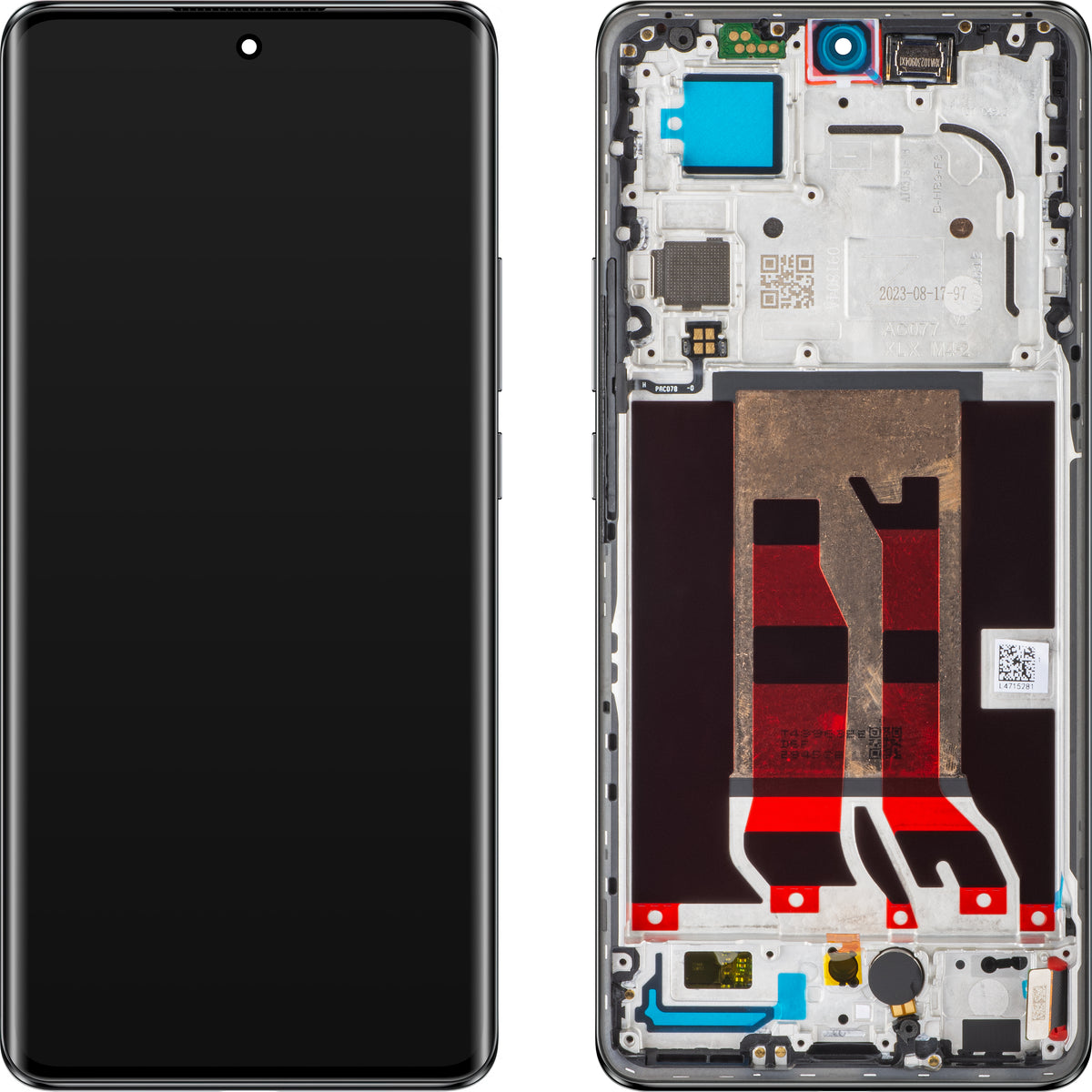 Oppo Reno10 Pro aanraakscherm met frame, zwart (zilvergrijs), Service Pack 621029000057