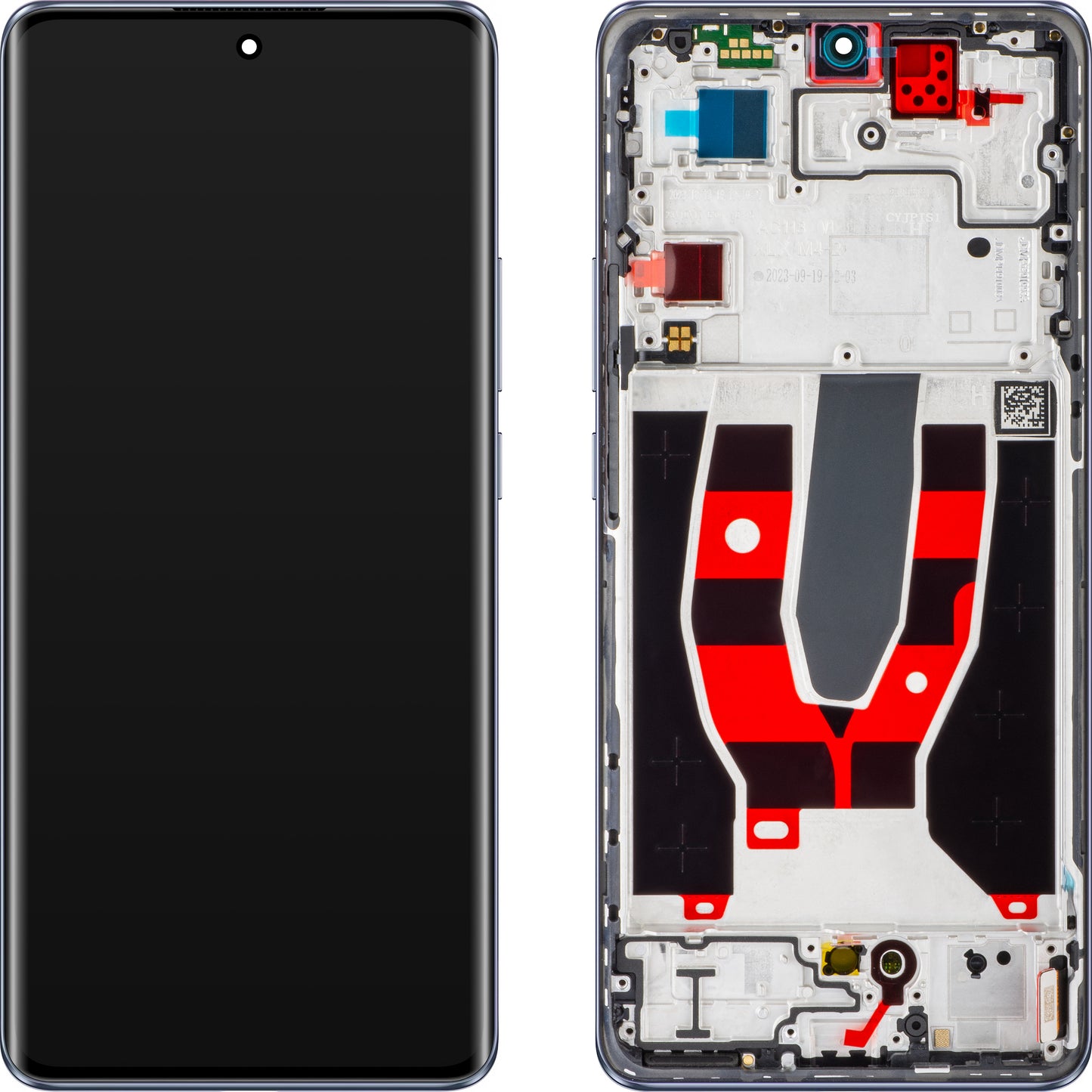 Oppo Reno10 touchscreen scherm met frame, blauw (ijsblauw), Service Pack 621029000061