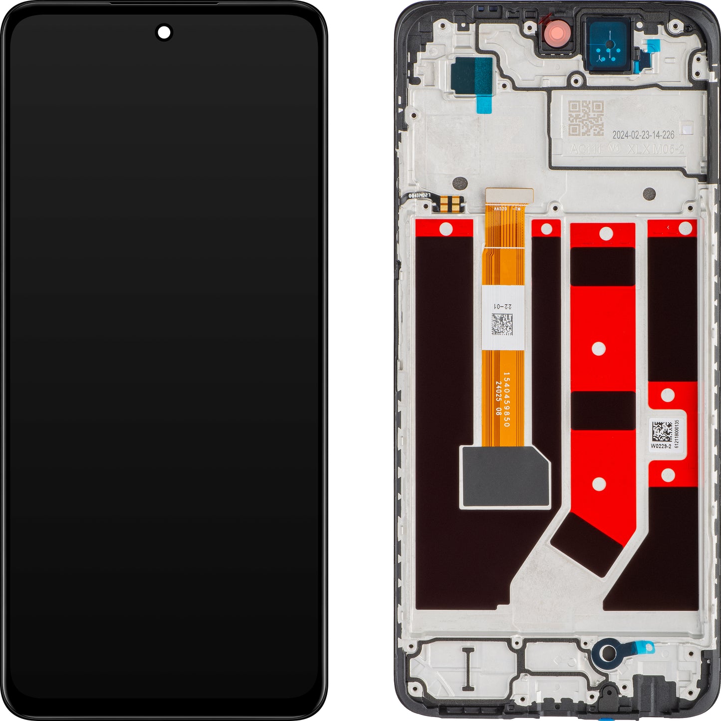 Aanraakscherm Oppo A58 4G, met frame, zwart, Service Pack 621029000089