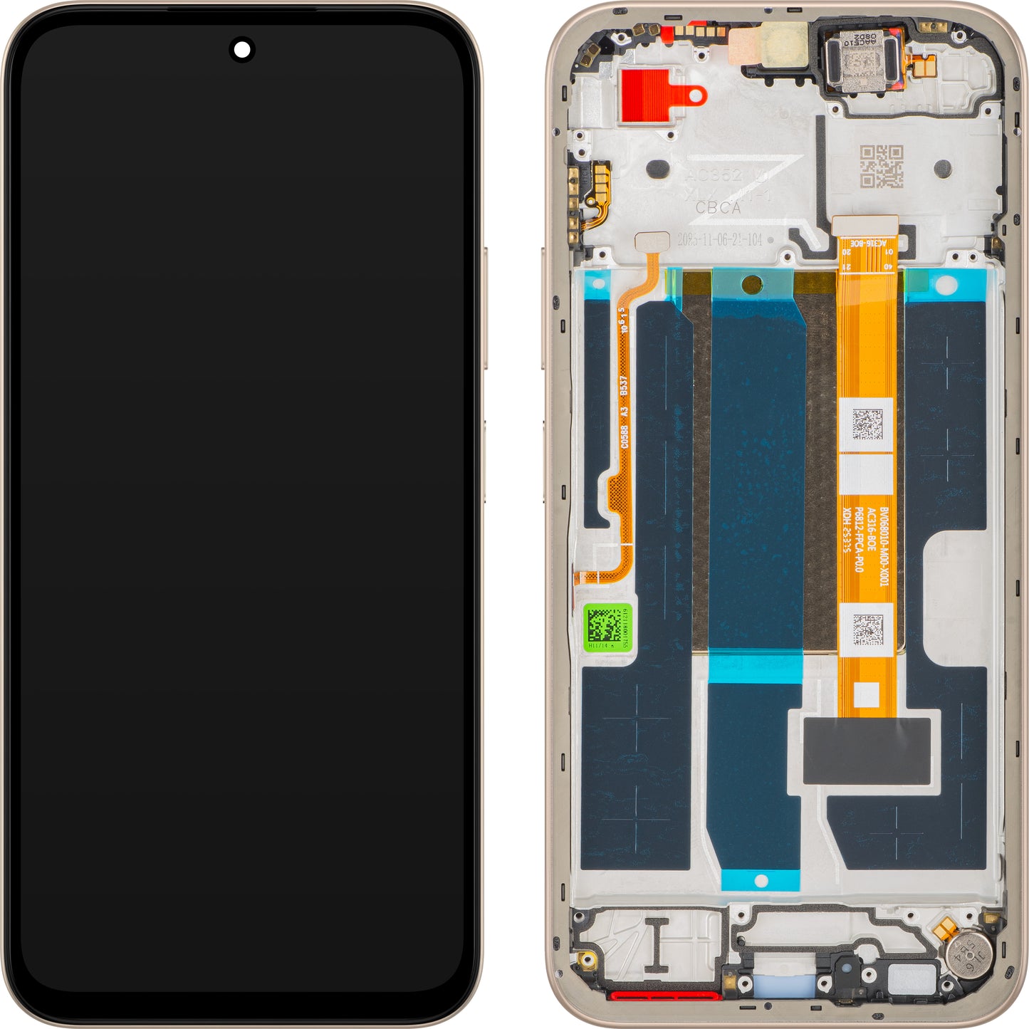 Display met Touchscreen Oppo A6, met Frame, Goud (Aurora Gold), Service Pack 621029000760