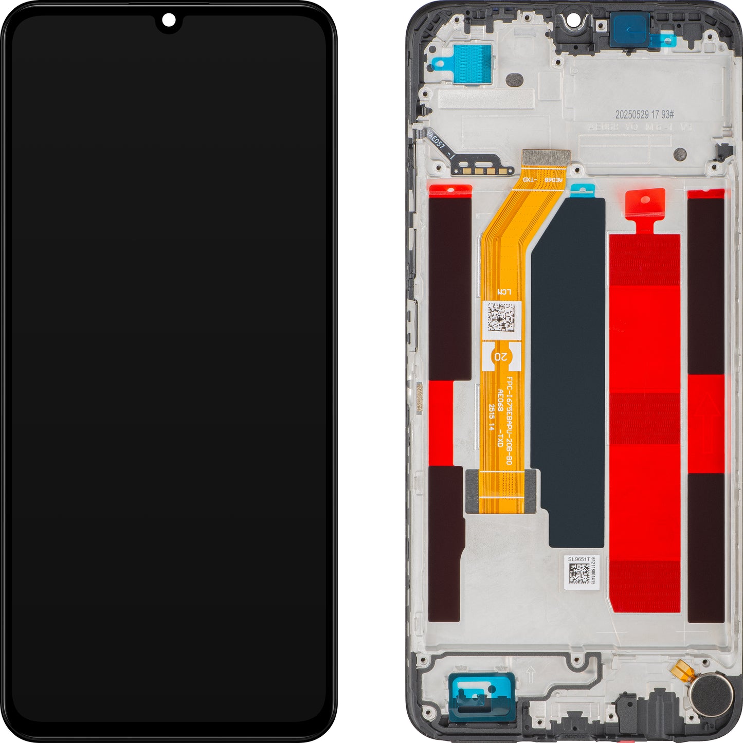 Display met Touchscreen Realme Note 70T, met Frame, Zwart (Obsidian Black), Service Pack 621029000609