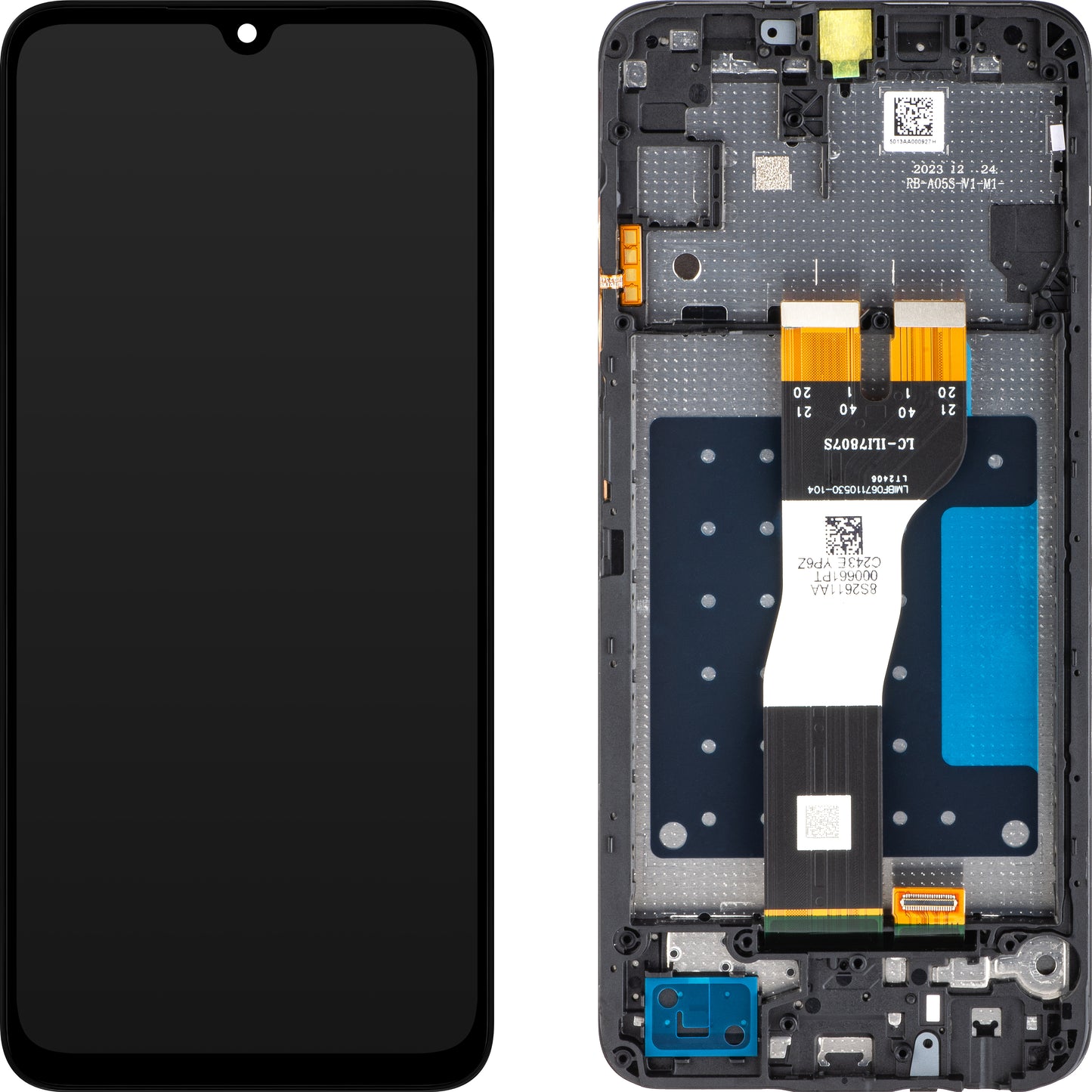 Touchscreen scherm Samsung Galaxy A05s A057, met frame, zwart, Service Pack GH81-24364A