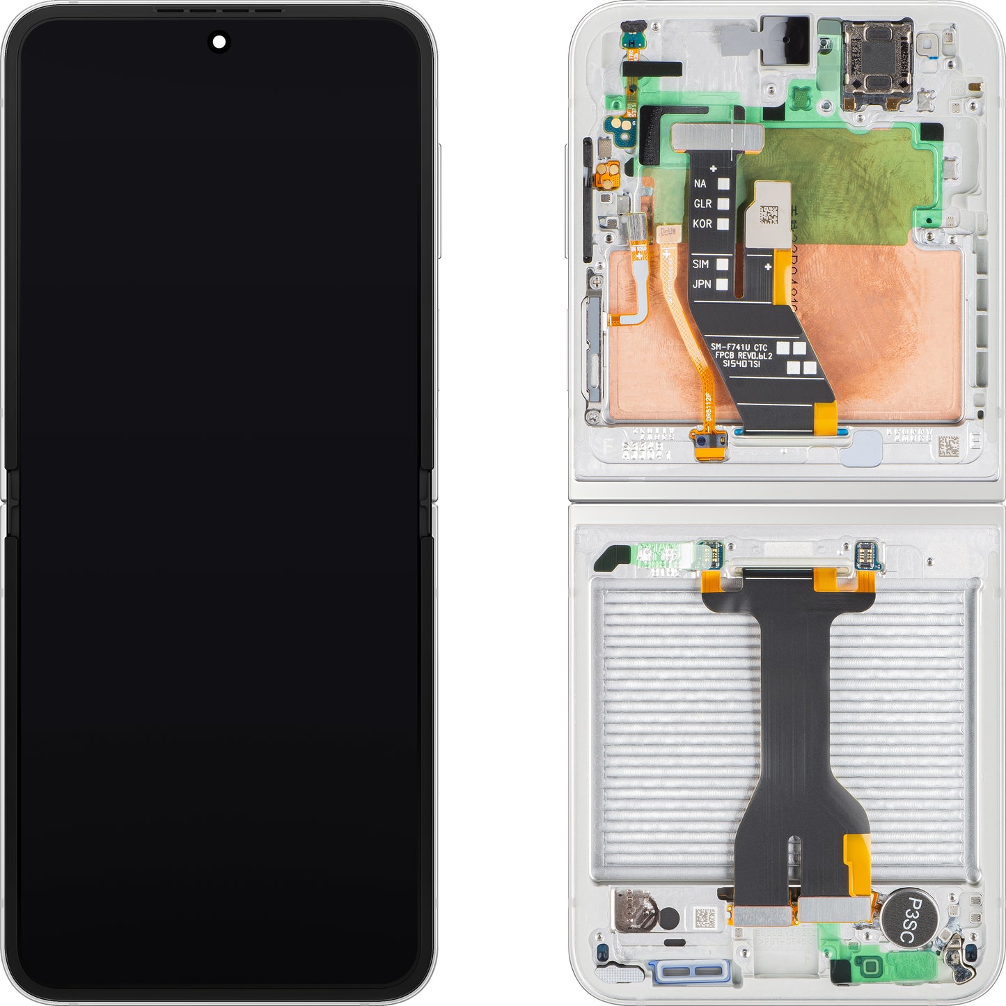 Display met Touchscreen Samsung Galaxy Z Flip6 F741, met Frame, Sub Inner, Wit, Service Pack GH82-35014F