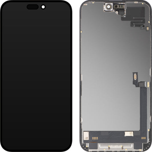 Touchscreen-display met nabijheidssensor MP compatibel met Apple iPhone 16 Plus, met frame, OLED FHD Diagnostic Soft versie, zwart
