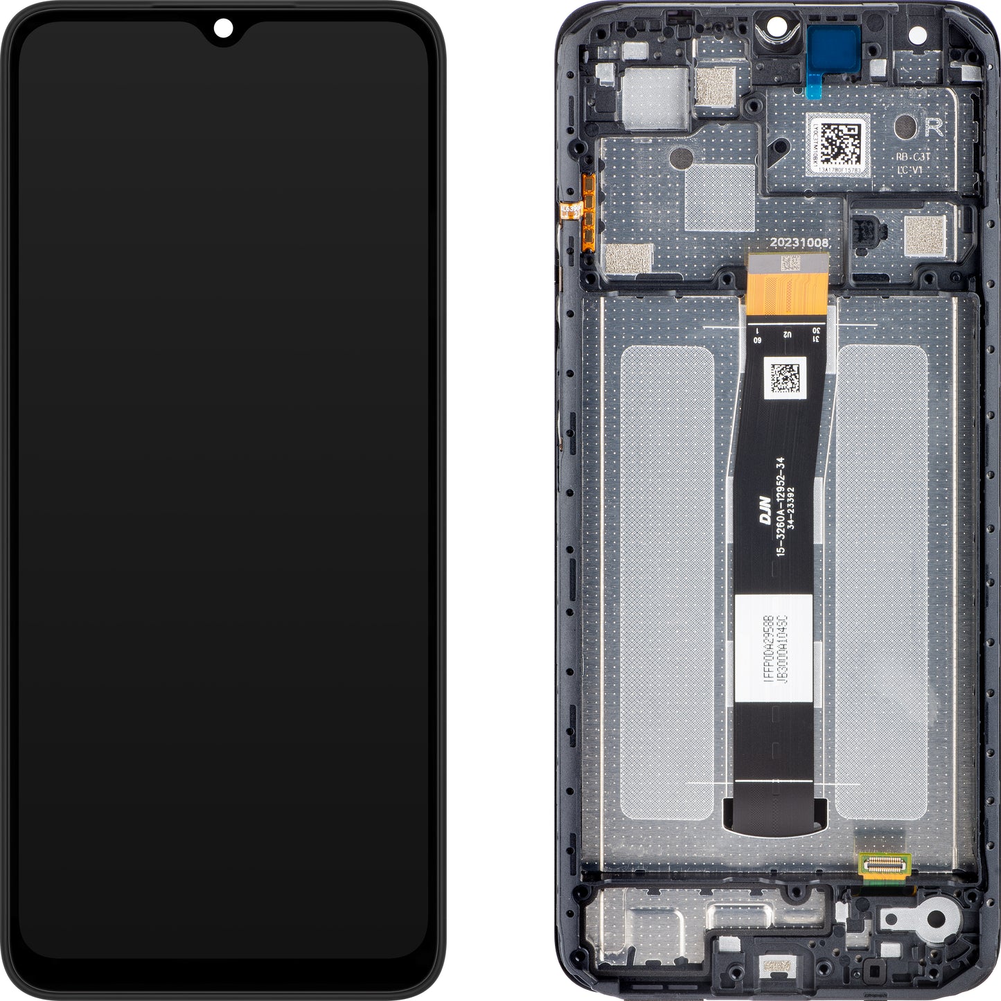 Xiaomi Redmi 12C touchscreen scherm, met frame, grafiet grijs, Service Pack 5600010C3T00