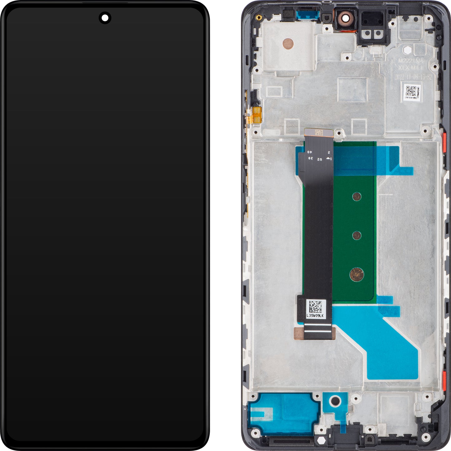 Display met Touchscreen Xiaomi Redmi Note 12 Pro+, met Frame, Zwart (Obsidian Black), Service Pack 560001M16U00