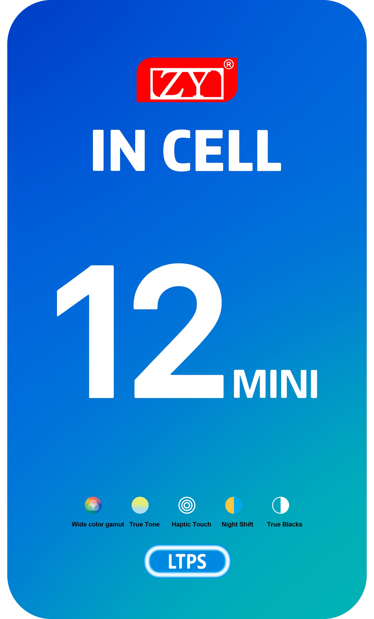 ZY Touchscreen Display voor Apple iPhone 12 mini, met Frame, In-Cell LCD-versie, zwart