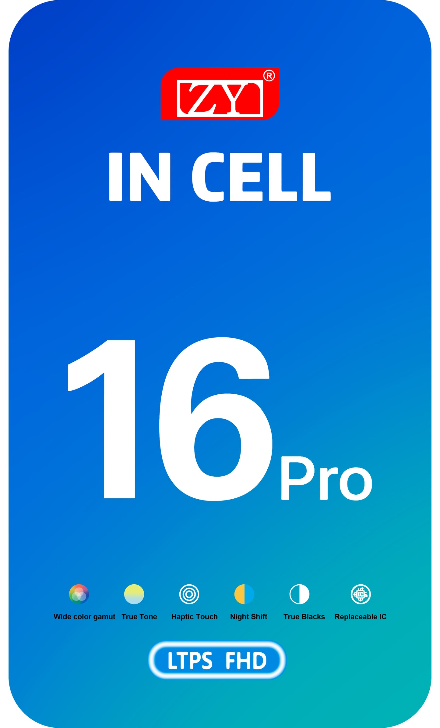 Display met Touchscreen ZY voor Apple iPhone 16 Pro, met Frame, LCD In-Cell IC Movable Versie, Zwart