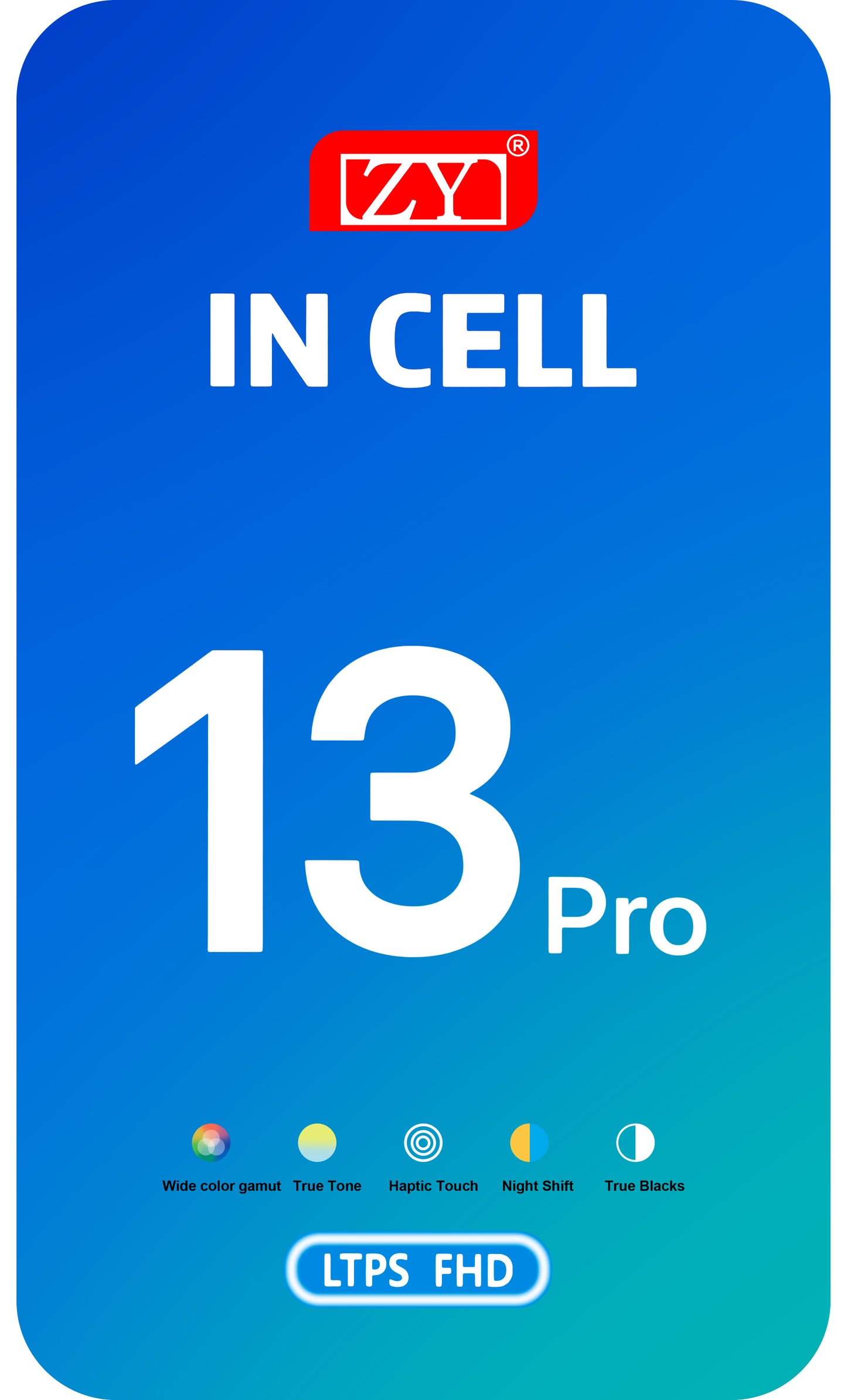 ZY Touchscreen Display voor Apple iPhone 13 Pro, met Frame, In-Cell IC Beweegbare LCD Versie, Zwart