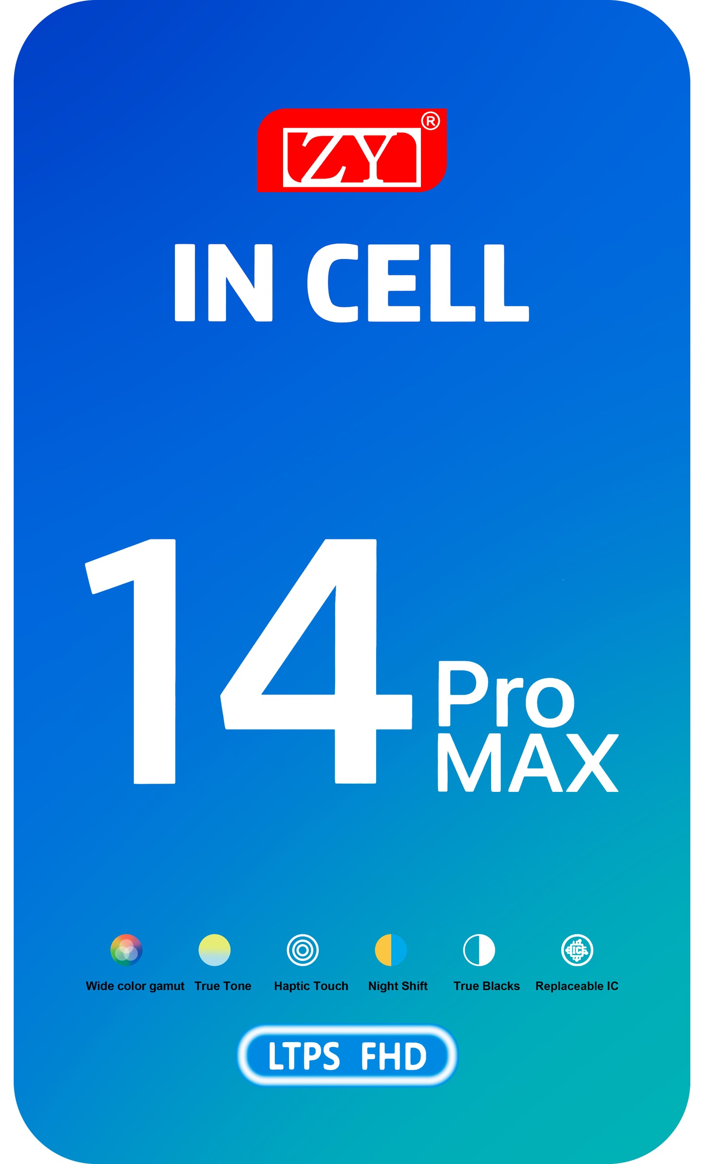 ZY Touchscreen Display voor Apple iPhone 14 Pro Max, met Frame, LCD In-Cell IC Verplaatsbare Versie, Zwart