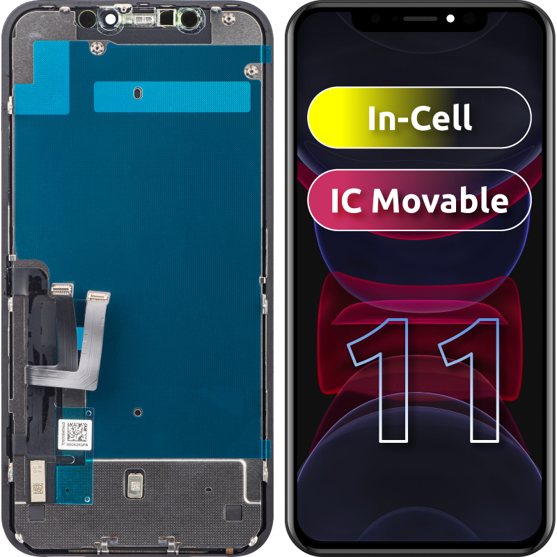 ZY Touchscreen Display voor Apple iPhone 11, met Frame, LCD In-Cell IC Beweegbaar, Zwart
