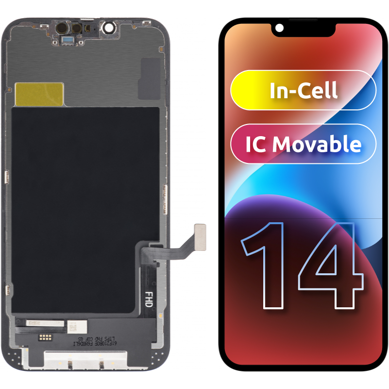 ZY Touchscreen Display voor Apple iPhone 14, met Frame, LCD In-Cell IC Beweegbaar, Zwart