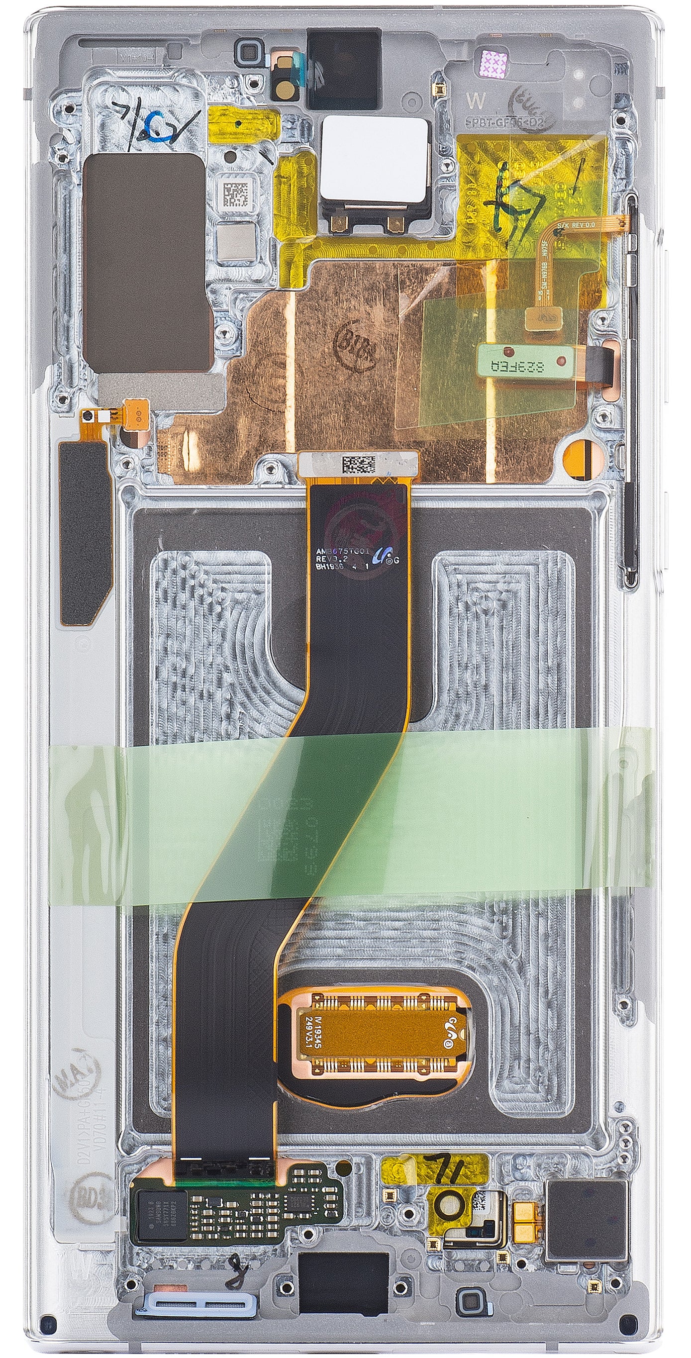 Touchscreen scherm Samsung Galaxy Note 10+ 5G N976 / Note 10+ N975, met frame, wit, Service Pack GH82-20838B