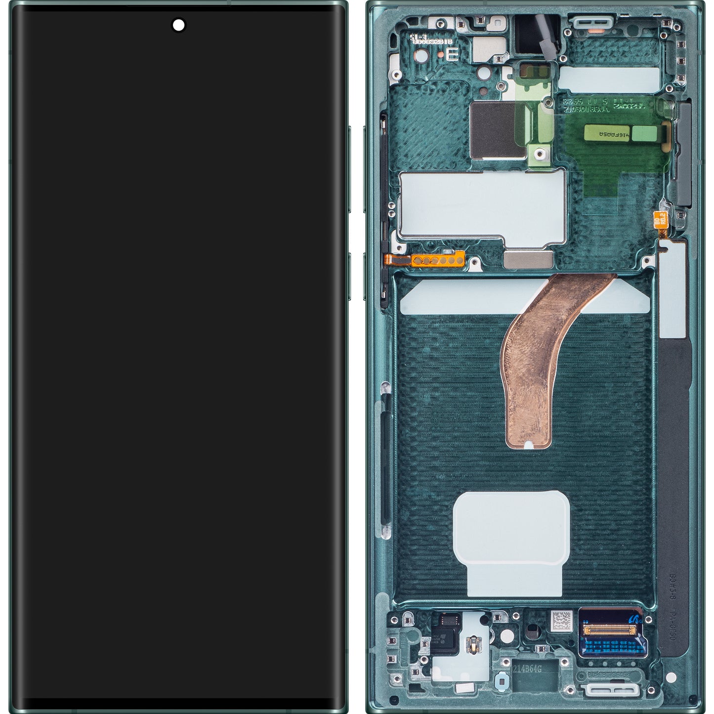 Touchscreen scherm Samsung Galaxy S22 Ultra 5G S908, met frame, groen, Service Pack GH82-27488D