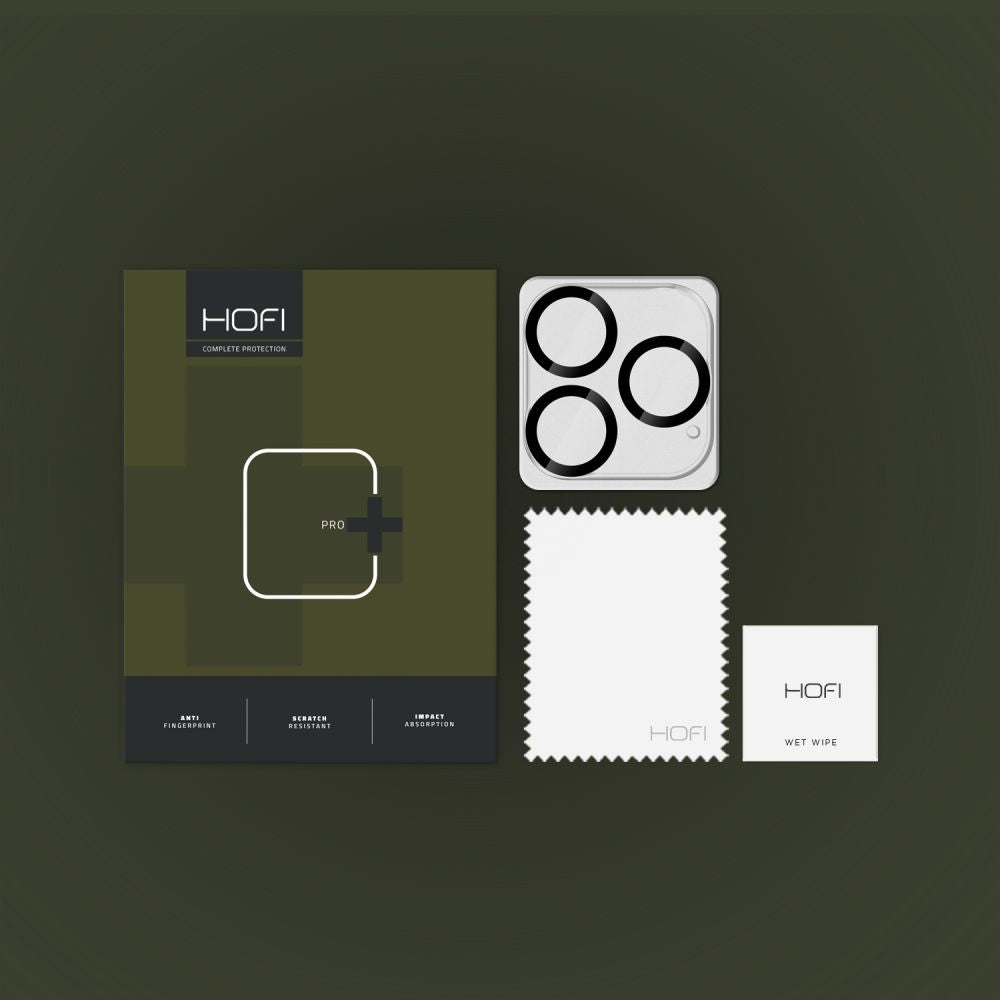 Beschermfolie Achtercamera HOFI CAM PRO+ voor Apple iPhone 16 Pro Max / 16 Pro, Gehard Glas, Zwart