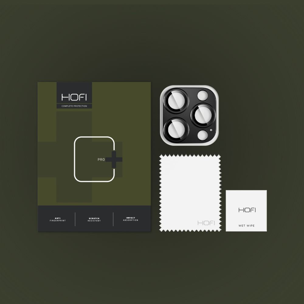 Beschermfolie Achtercamera HOFI Fullcam voor Apple iPhone 16 Pro Max / 16 Pro, Gehard Glas, Zwart