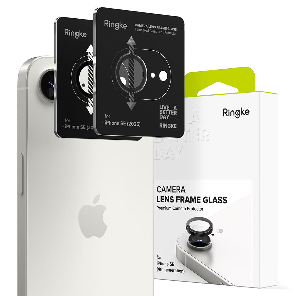 Beschermfolie Ringke Achtercamera voor Apple iPhone 17e / 16e, Gehard Glas, Set van 2 stuks, Zwart