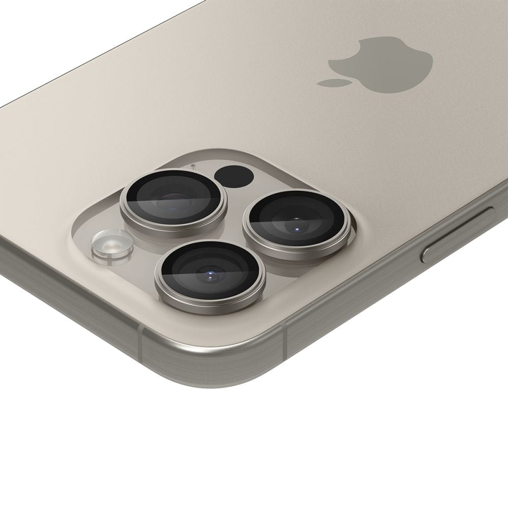 Beschermfolie Achtercamera Spigen GlastR EZ FIT Optik Pro voor Apple iPhone 16 Pro Max, Gehard Glas, Set van 2 stuks, Grijs AGL07163