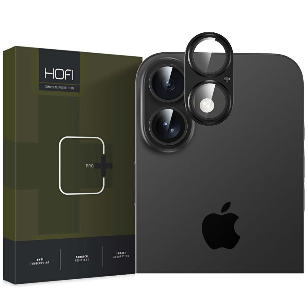 Beschermfolie Achtercamera HOFI FullCam voor Apple iPhone 16 Plus / 16, Gehard Glas, Zwart