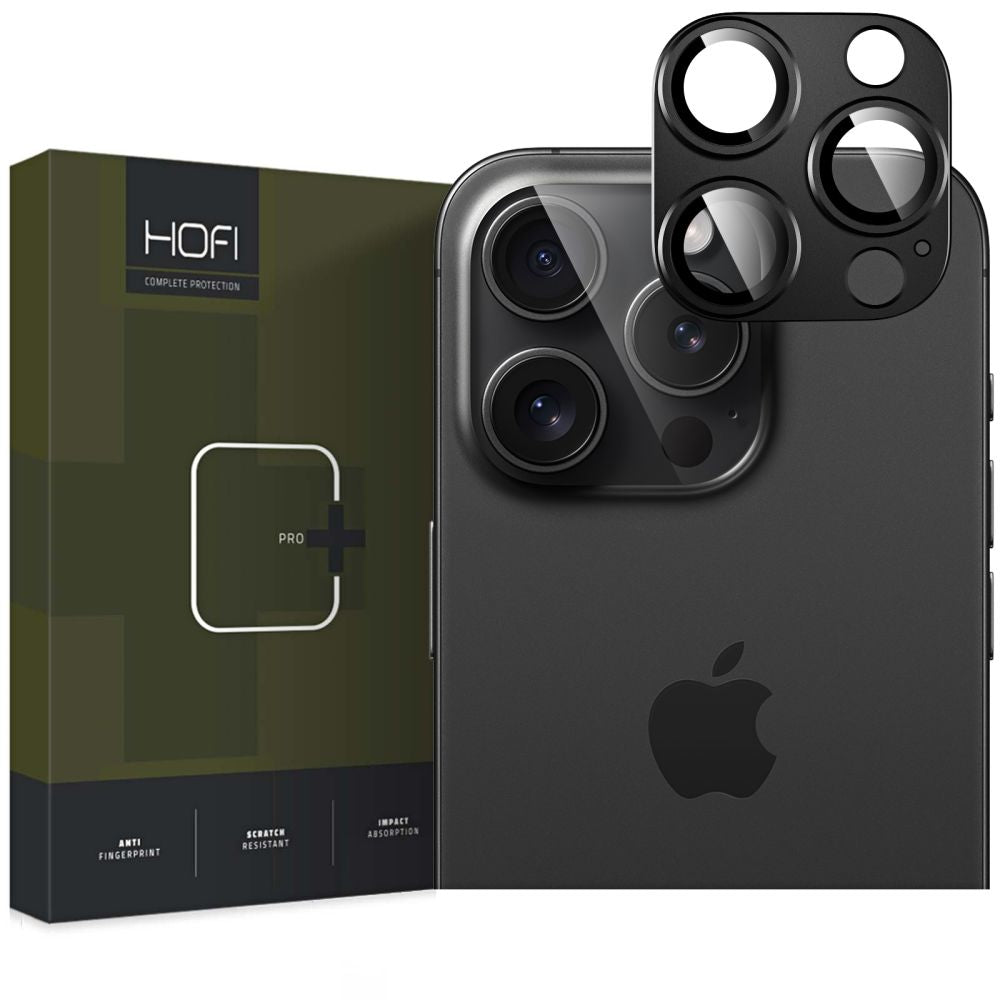 Beschermfolie Achtercamera HOFI Fullcam voor Apple iPhone 16 Pro Max / 16 Pro, Gehard Glas, Zwart
