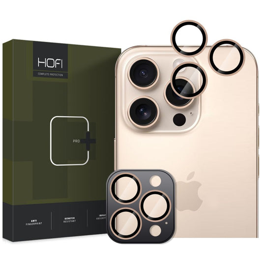 Beschermfolie achterkant camera HOFI CamRing PRO+ voor Apple iPhone 16 Pro Max / 16 Pro, glas beschermd, goud