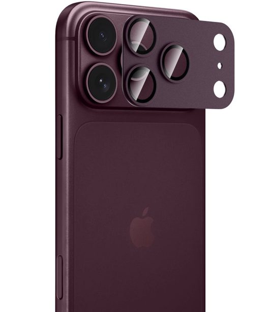 Beschermfolie Achtercamera Tech-Protect CamFull Fit+ voor Apple iPhone 18 Pro, Gehard Glas, Bordeauxrood