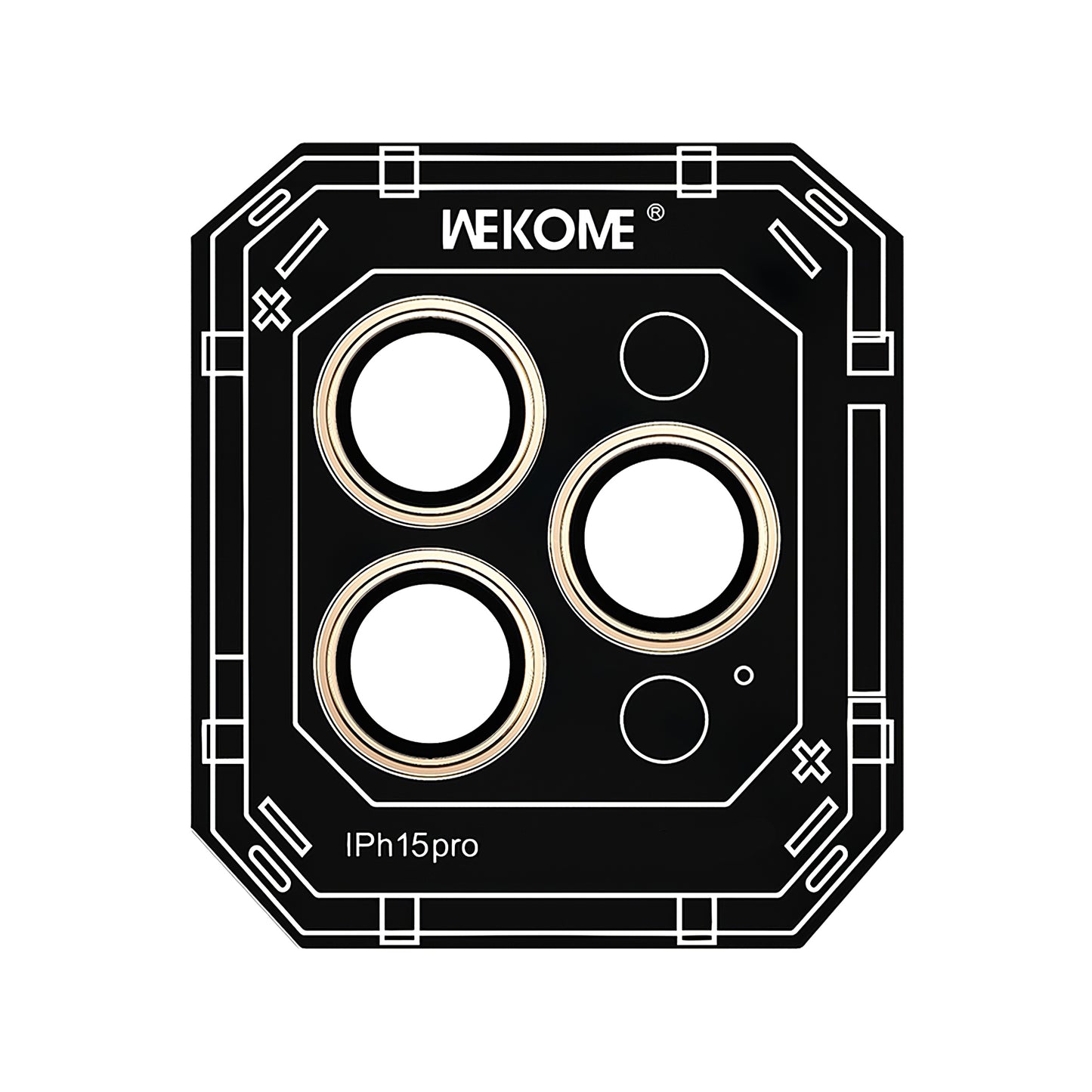 Beschermfolie Achtercamera Wekome WTPC-008 voor Apple iPhone 15 Pro, Gehard Glas, Goudkleurig