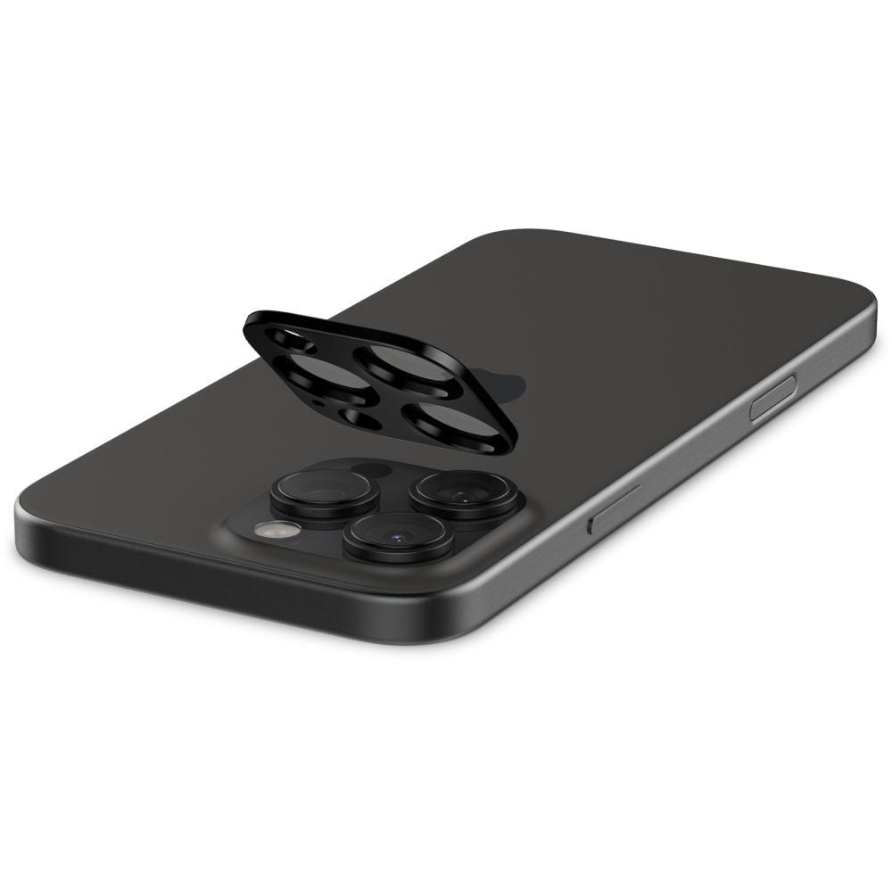 Beschermfolie Spigen GlastR Optik voor Apple iPhone 16 Pro Max Achtercamera, Gehard Glas, Set van 2 stuks, Zwart AGL05273