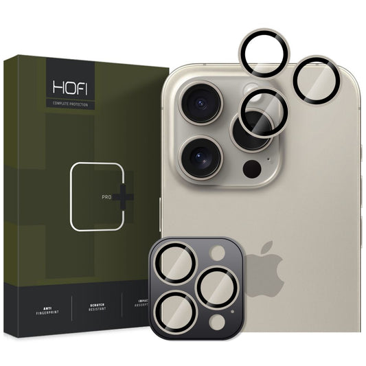 Beschermende camera achterkant film HOFI CamRing PRO+ voor Apple iPhone 16 Pro Max / 16 Pro, glas beschermd, grijs