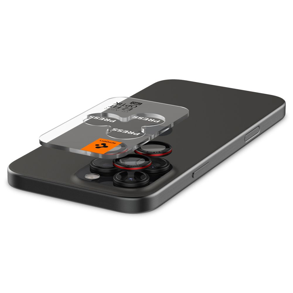 Beschermfolie Achtercamera Spigen GlastR EZ FIT Optik Pro voor Apple iPhone 17 Pro Max, Gehard Glas, Set van 2 stuks, Rood AGL05217