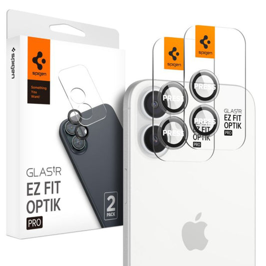 Spigen EZ FIT Beschermfolie voor Achtercamera voor Apple iPhone 16 Plus / 16, Glasbeschermd, Set 2 stuks, Transparant AGL07921