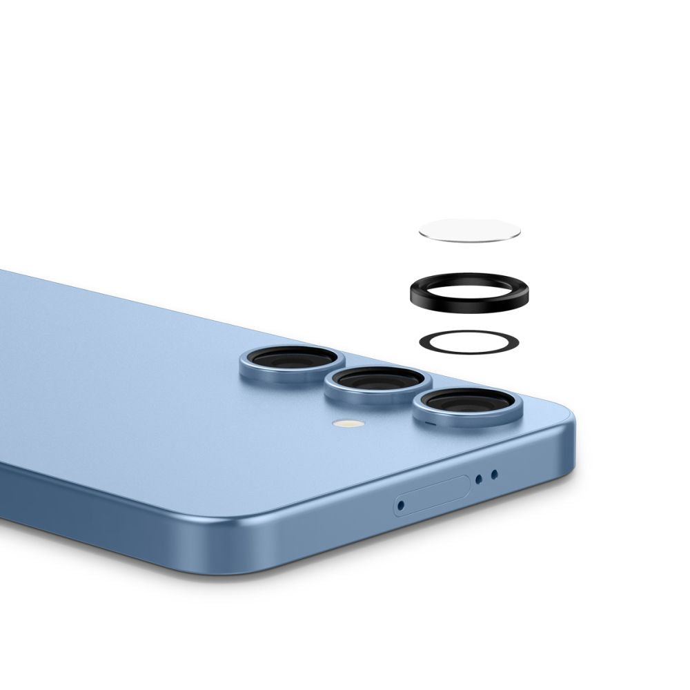 Beschermfolie Achtercamera Spigen GlastR EZ FIT Optik Pro HD voor Samsung Galaxy S25 S931, Gehard Glas, Set van 2 stuks, Zwart AGL09092