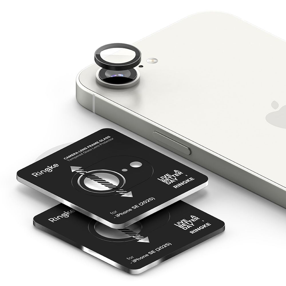 Beschermfolie Ringke Achtercamera voor Apple iPhone 17e / 16e, Gehard Glas, Set van 2 stuks, Zwart