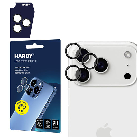 Beschermfolie Achtercamera 3MK Hardy Protection Pro voor Apple iPhone 17 Pro Max / 17 Pro, Gehard Glas, Zwart