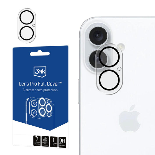 Beschermfolie Achtercamera 3MK Pro Full Cover voor Apple iPhone 17, Gehard Glas, Zwart