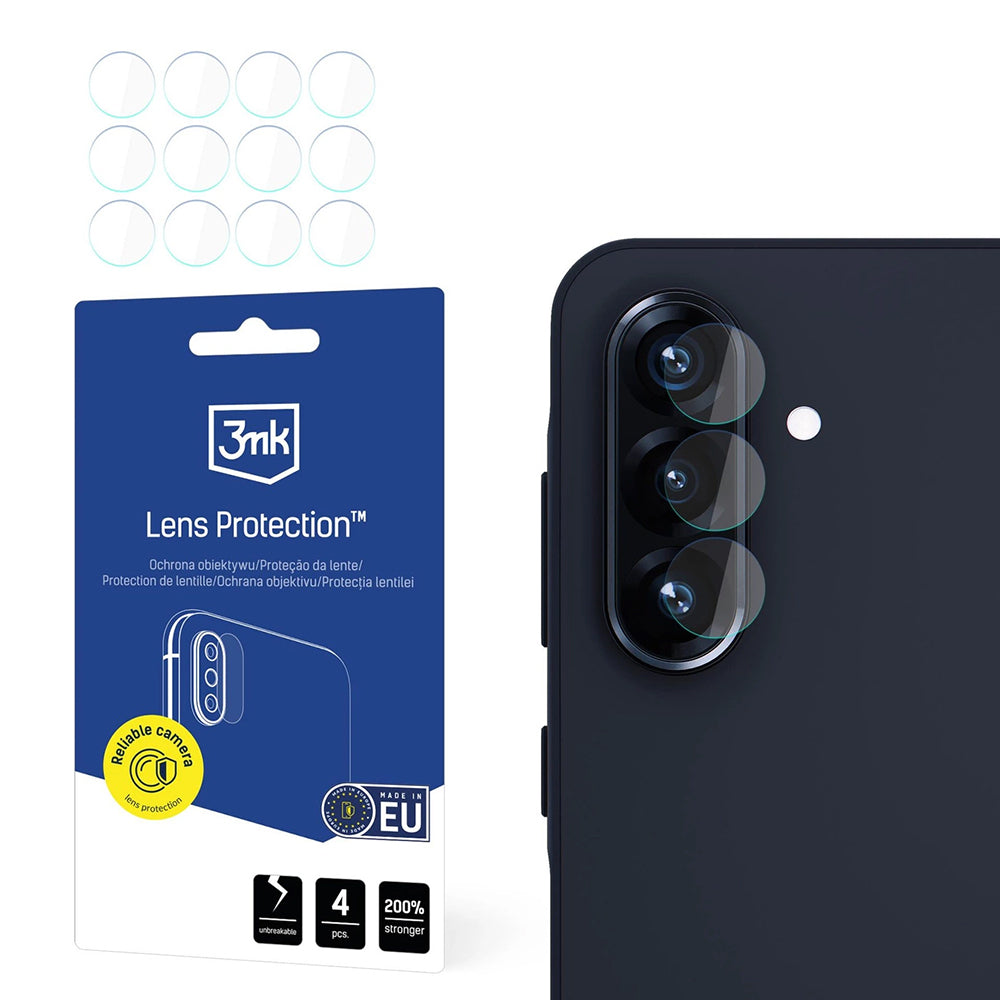 3MK Protection Achtercamera Beschermfolie voor Samsung Galaxy A56 A566, Flexibel Glas, Set van 4 Stuks, Transparant