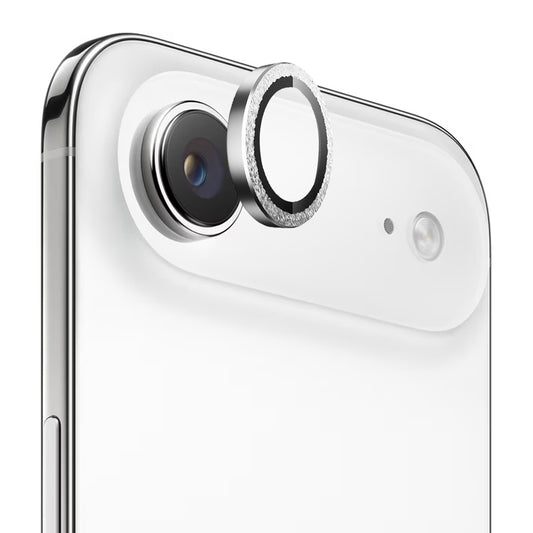 Beschermfolie Achtercamera Blueo Glitter Diamond Metal Frame voor Apple iPhone 17 Air, Gehard Glas, Zilverkleurig