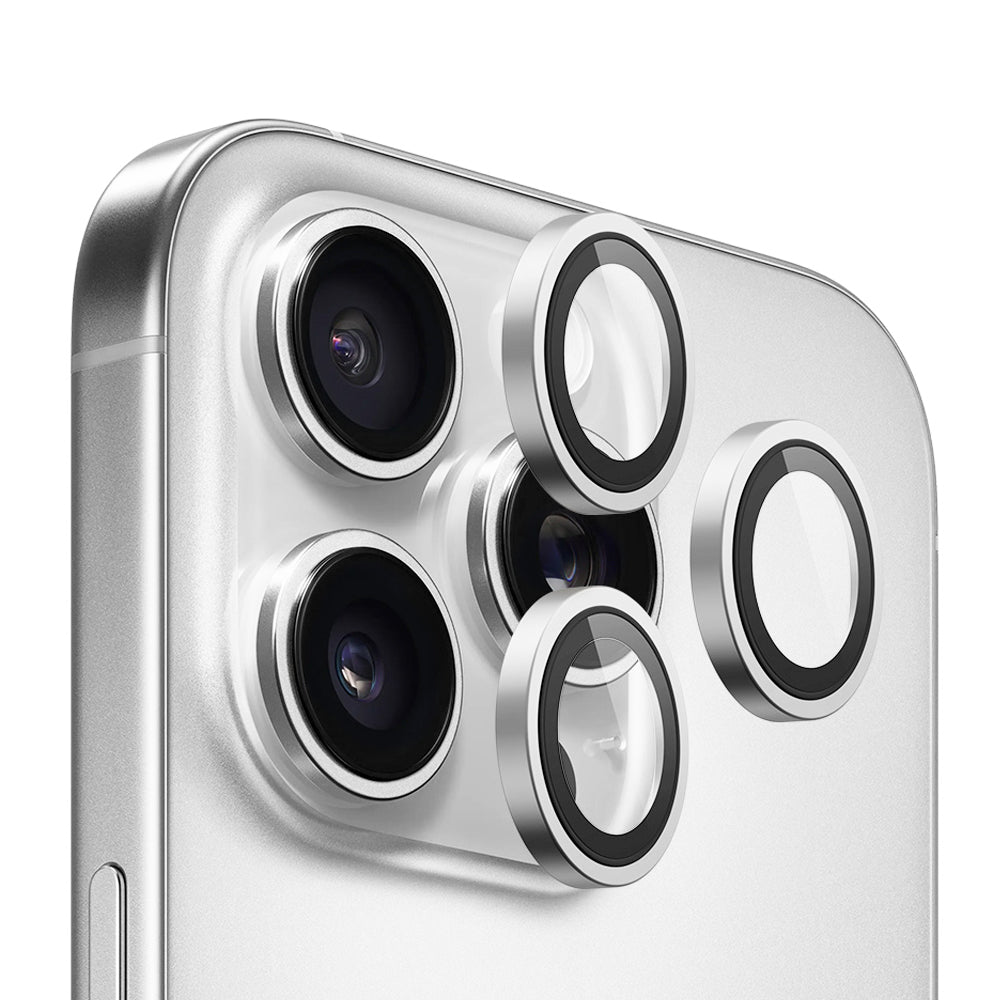 Blueo Metal Frame Achtercamera Beschermfolie voor Apple iPhone 14 Pro Max / 14 Pro, Gehard Glas, Zilver