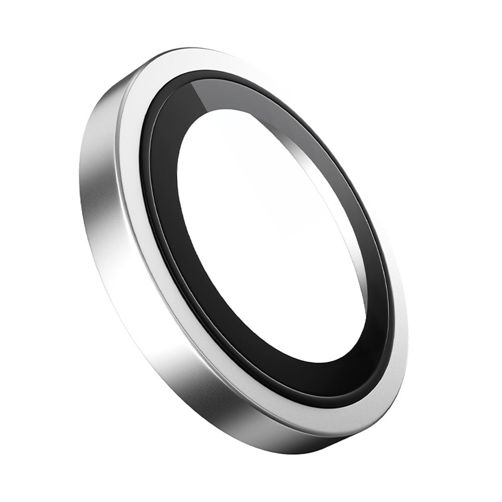 Blueo Metal Frame Achtercamera Beschermfolie voor Apple iPhone 16 Plus / 16, Gehard Glas, Zilver