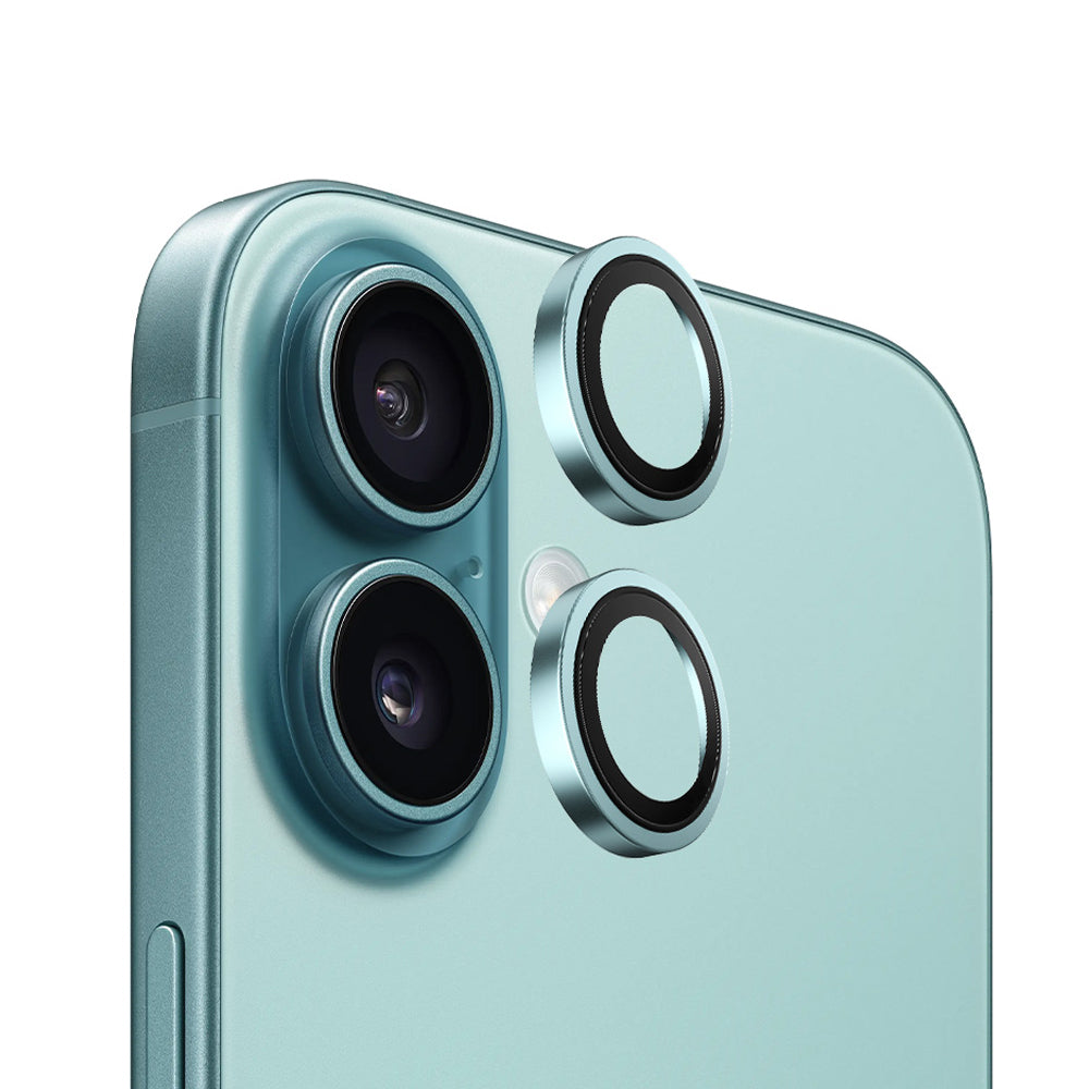 Beschermfolie Achtercamera Blueo Metal Frame voor Apple iPhone 16 Plus / 16, Gehard Glas, Groen
