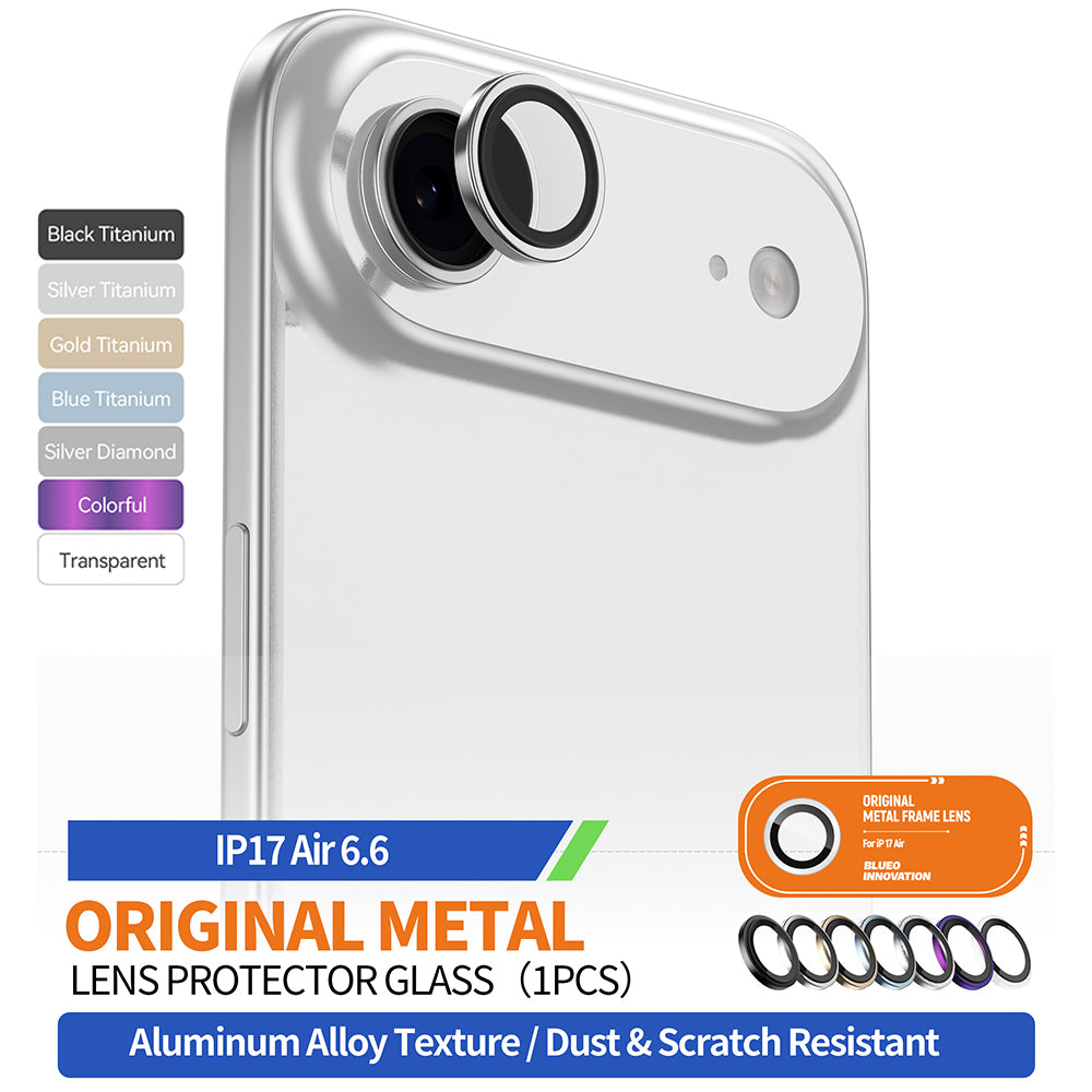 Beschermfolie Achtercamera Blueo Metal Frame voor Apple iPhone 17 Air, Gehard Glas, Goudkleurig