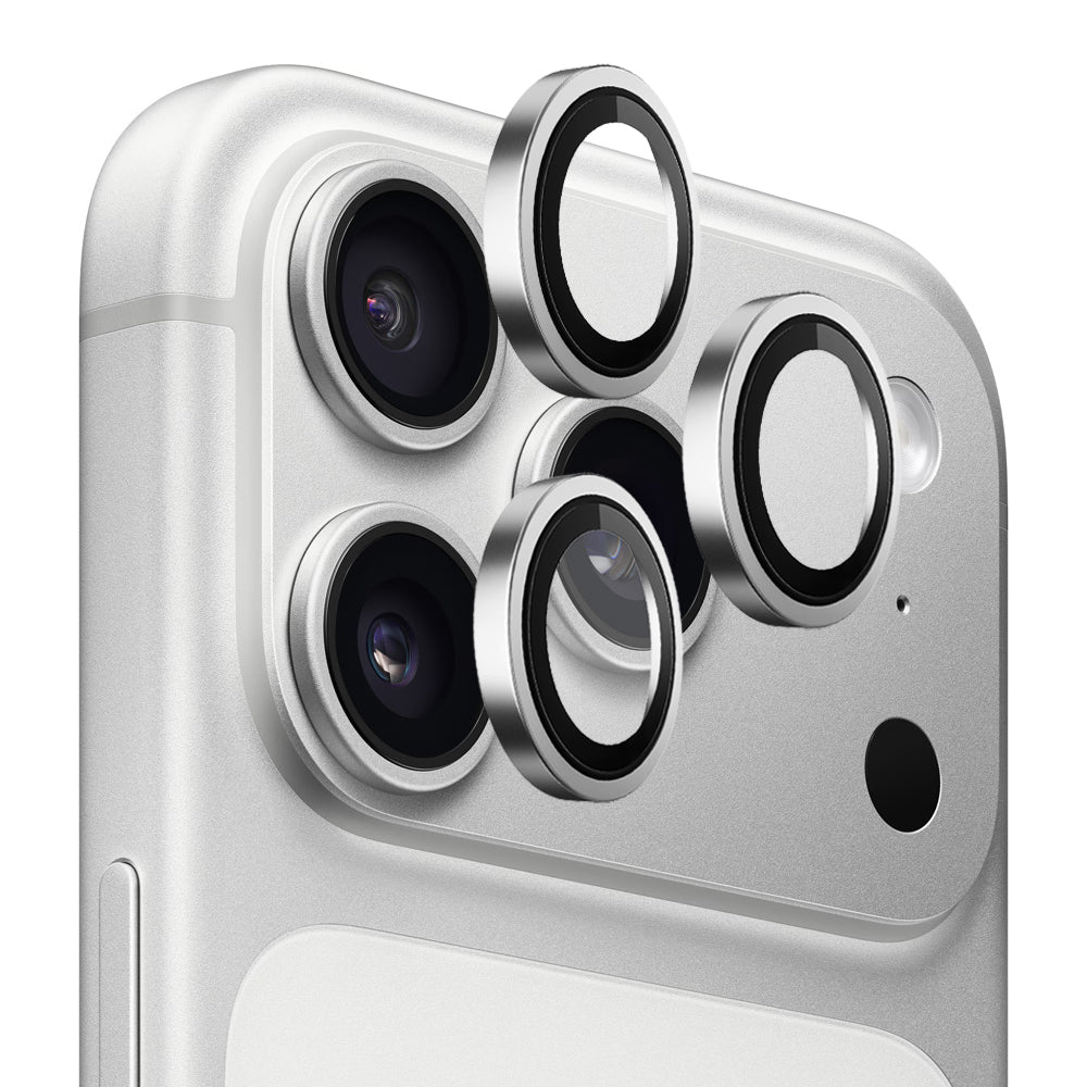 Beschermfolie Achtercamera Blueo Metal Frame voor Apple iPhone 17 Pro Max / 17 Pro, Gehard Glas, Zilverkleurig