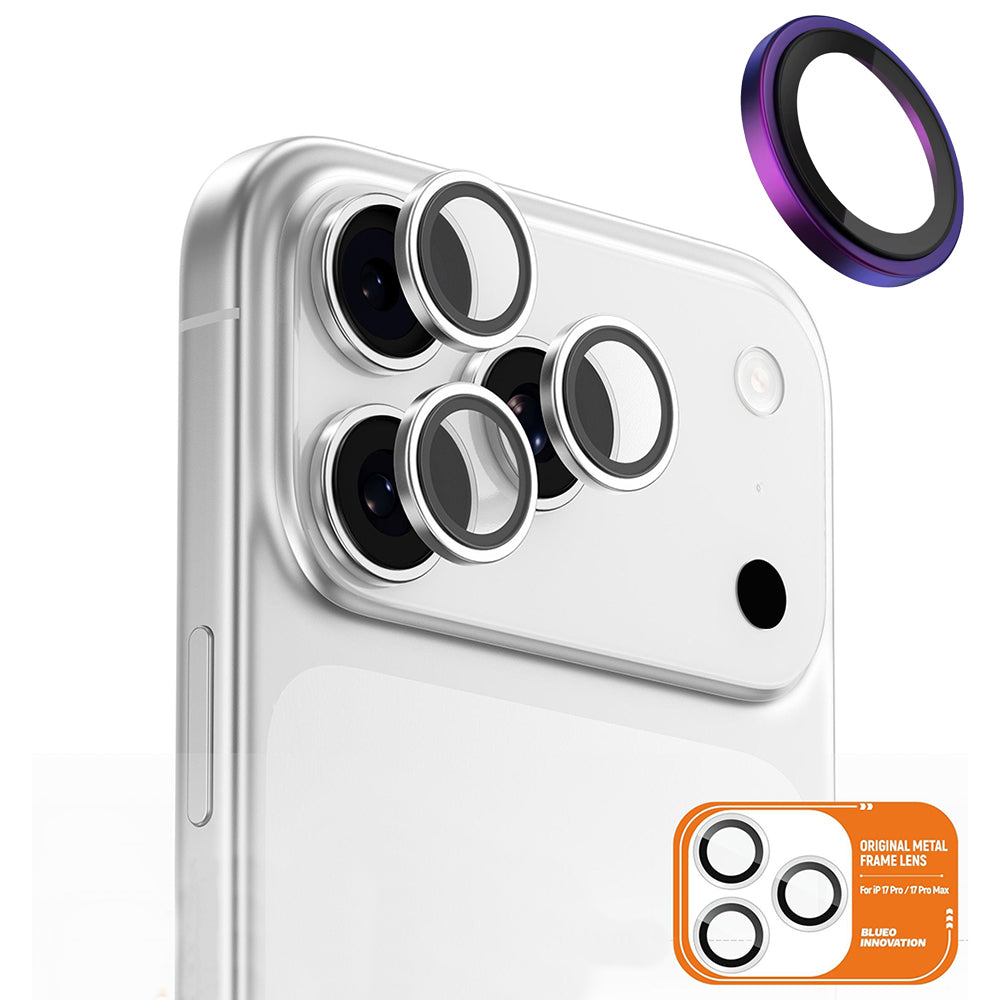 Beschermfolie Achtercamera Blueo Metal Frame voor Apple iPhone 17 Pro Max / 17 Pro, Gehard Glas, Meerkleurig