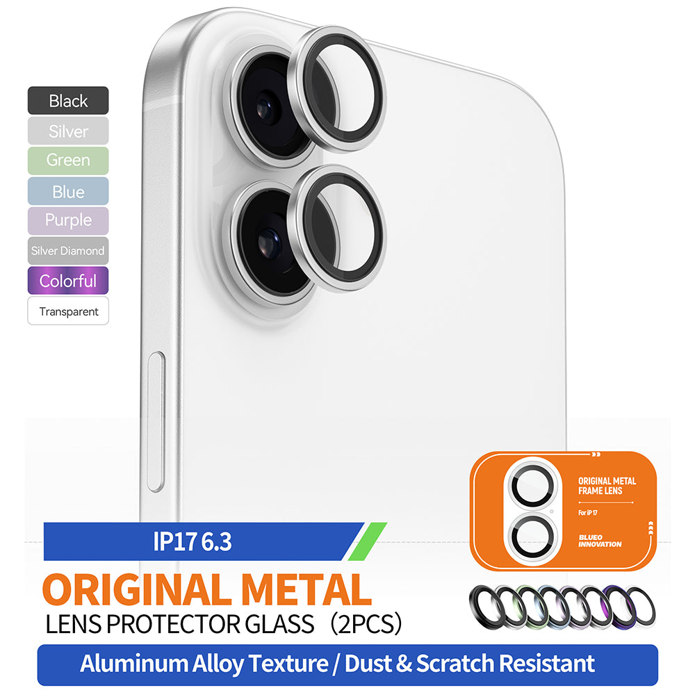 Beschermfolie Achtercamera Blueo Metal Frame voor Apple iPhone 17, Gehard Glas, Groen
