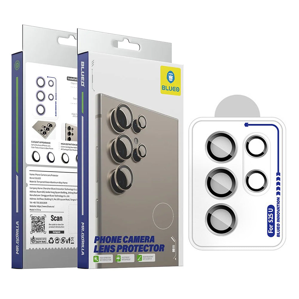Beschermfolie Blueo voor de achtercamera van Samsung Galaxy S26 Ultra S948, Gehard Glas, Zwart