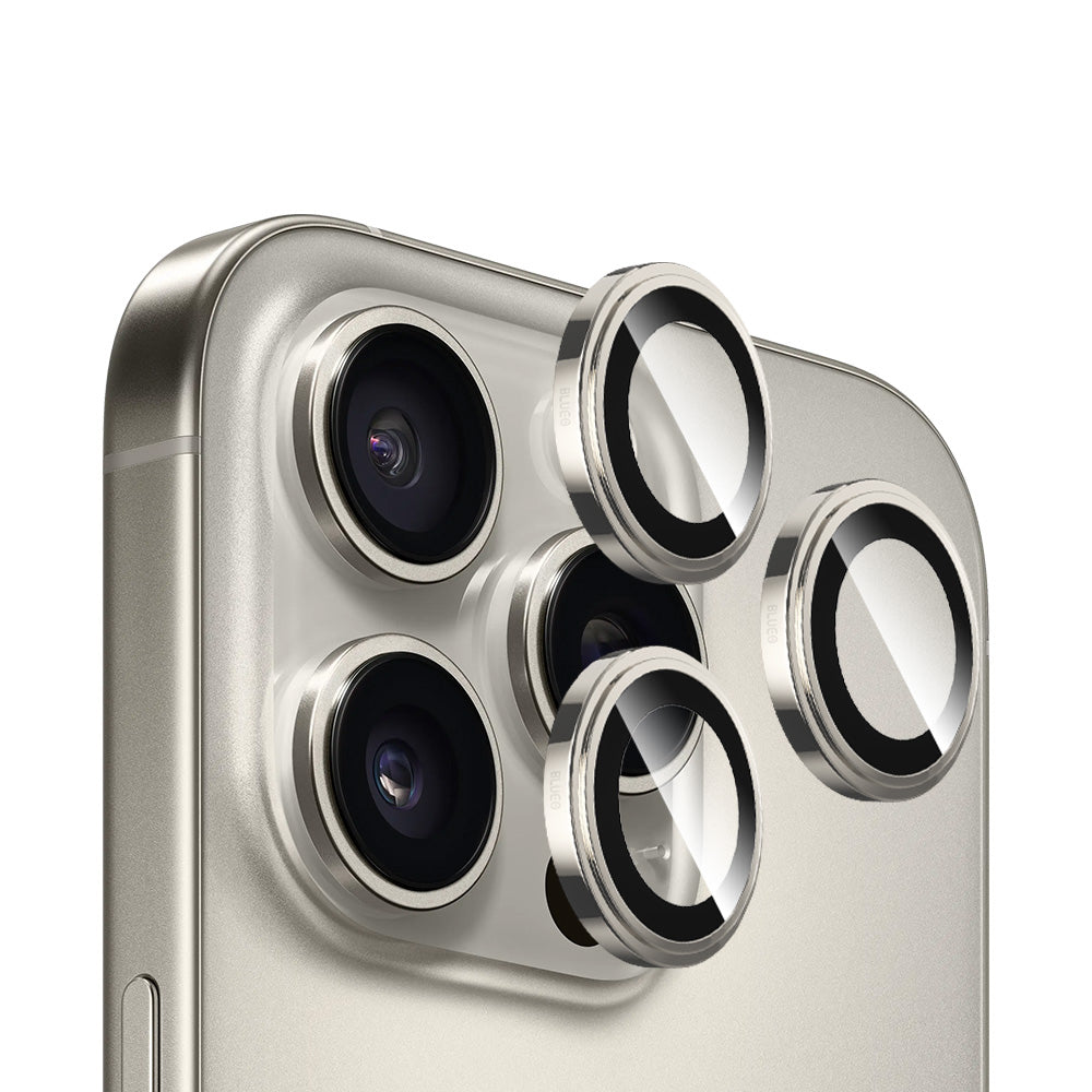 Blueo Sapphire Crystal Achtercamera Beschermfolie voor Apple iPhone 16 Pro Max / 16 Pro, Gehard Glas, Metallic Grijs