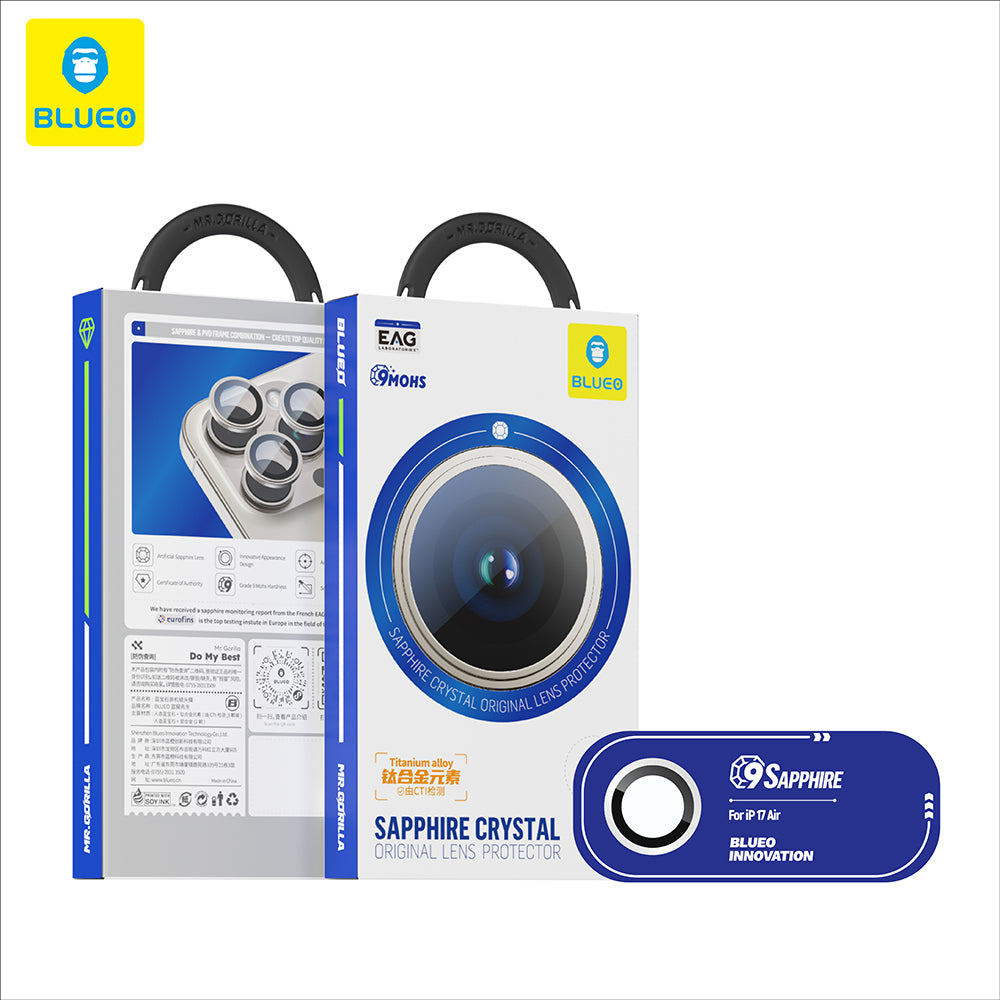 Beschermfolie Achtercamera Blueo Sapphire Crystal voor Apple iPhone 17 Air, Gehard Glas, Zilverkleurig