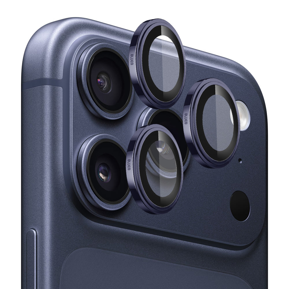 Beschermfolie Blueo Sapphire Crystal voor de achtercamera van Apple iPhone 17 Pro Max / 17 Pro, Gehard Glas, Donkerblauw
