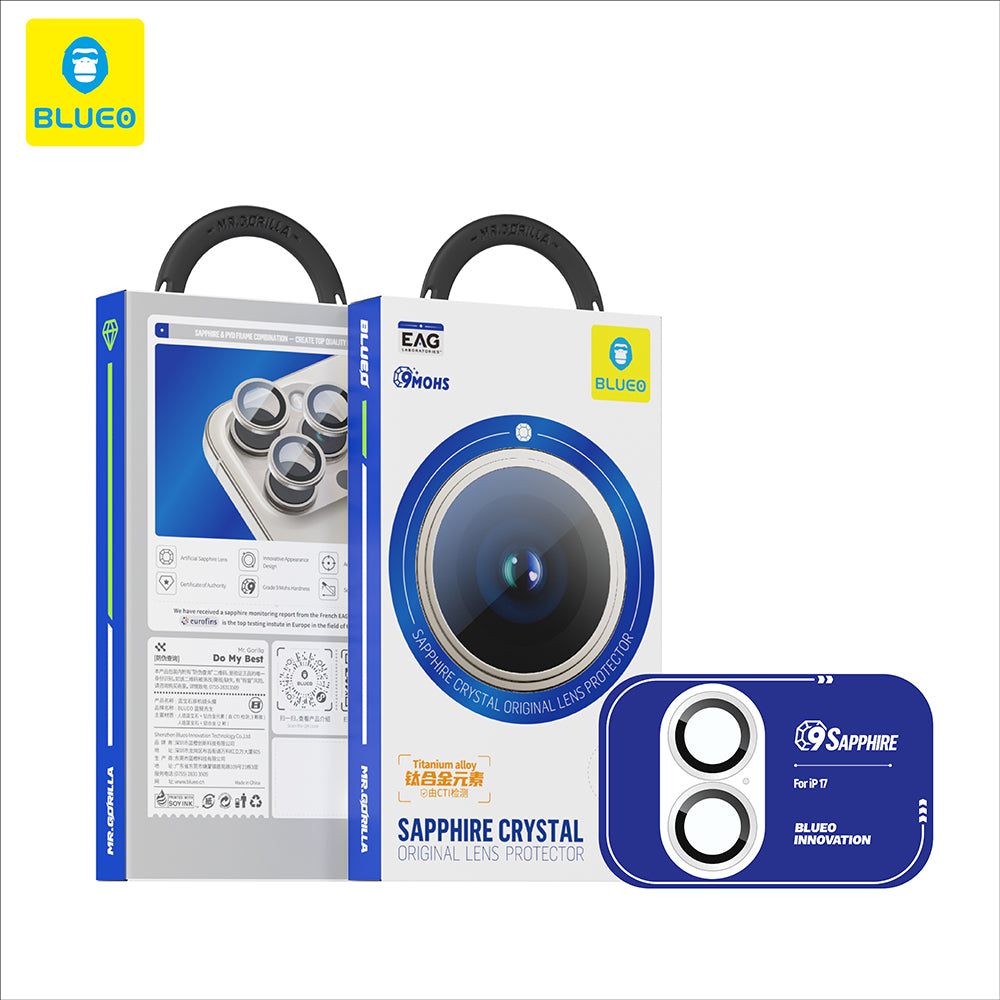 Beschermfolie Achtercamera Blueo Sapphire Crystal voor Apple iPhone 17, Gehard Glas, Zilverkleurig