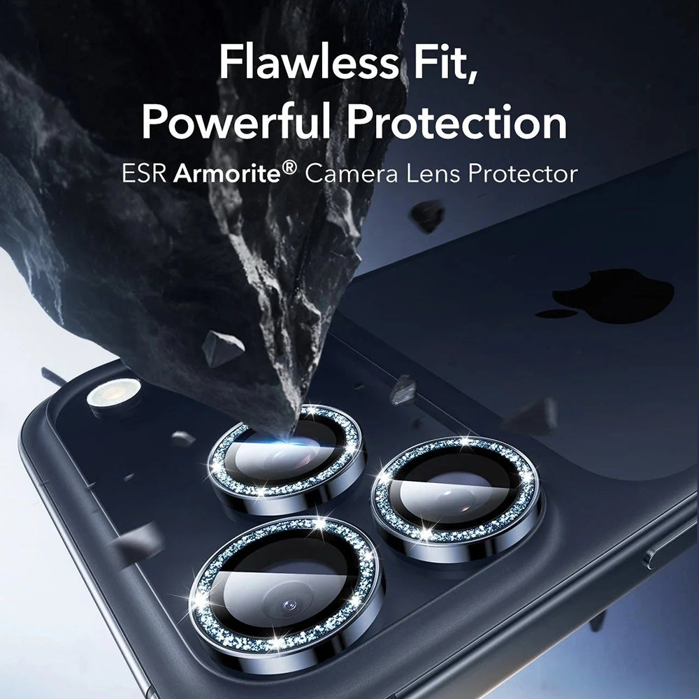 Beschermfolie Achtercamera ESR Glitter Diamond Armorite voor Apple iPhone 17 Pro Max / 17 Pro, Gehard Glas, Donkerblauw